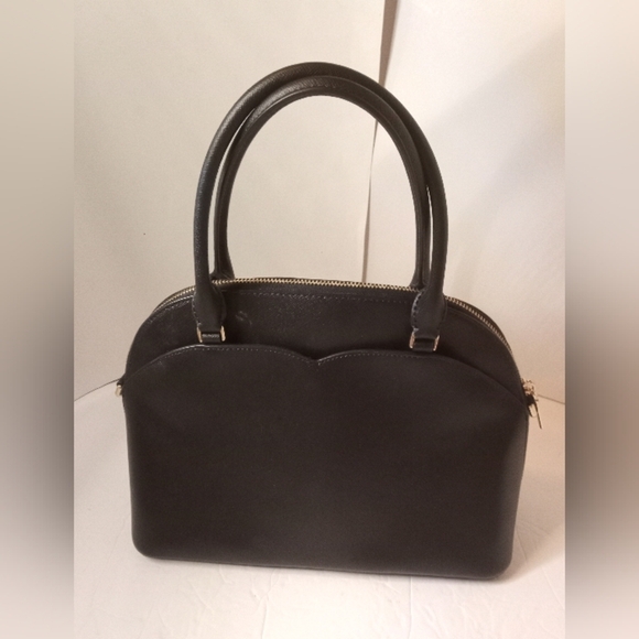 Kate Spade Payton Medium Dome Satchel Handbag Women's Bag Heart Black Leather - Picture 2 of 8